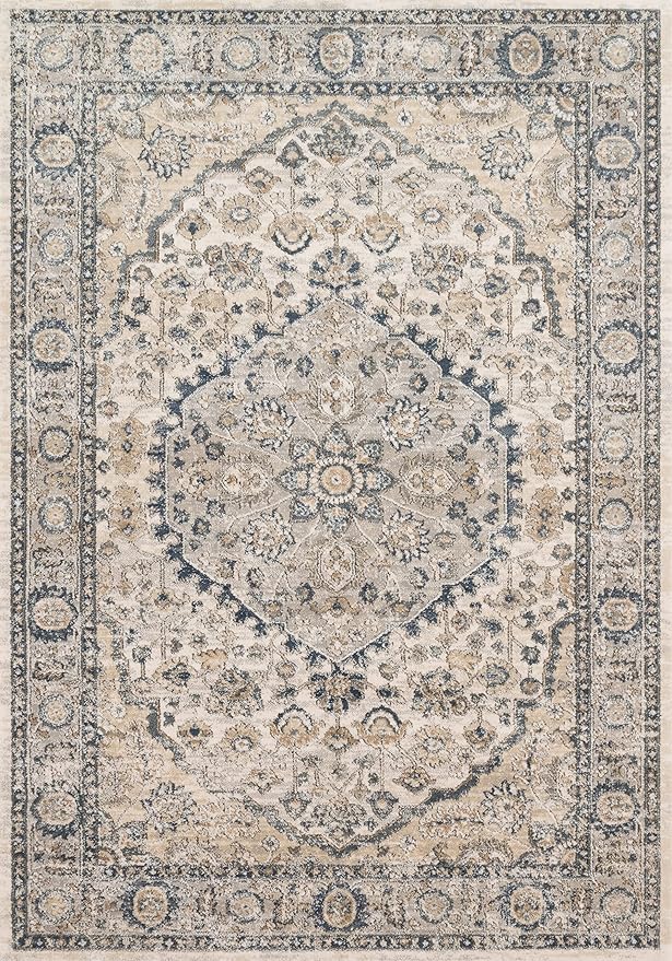 Loloi Teagan Collection TEA-01 Natural/Lt. Grey 9'-9" x 13'-6" Area Rug, Large, Soft Neutral Rug, High-Traffic for Living Room, Bedroom, Home Office, Dining Area
