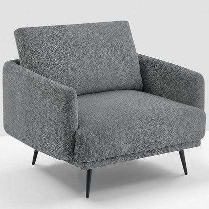 Mid-Century Accent Chair,Modern Oversized Armchair for Living Room,Comfy Upholstered Reading Accent Chairs for Bedroom,Single Sofa Chair (Dark Grey-1PACK)