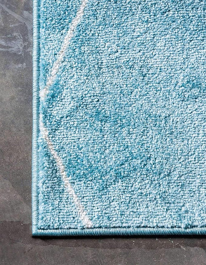 Unique Loom Trellis Frieze Collection Area Rug - Geometric (7' 1" x 10', Light Blue/ Ivory)