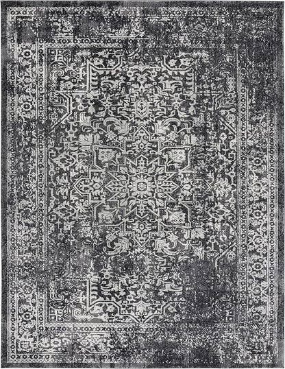 SAFAVIEH Area Rug 10x14 - Evoke Collection - Large - Black & Grey, Distressed Design, Non-Shedding & Easy to Clean, Ideal for Living Room, Bedroom, Dining Space (EVK256R)