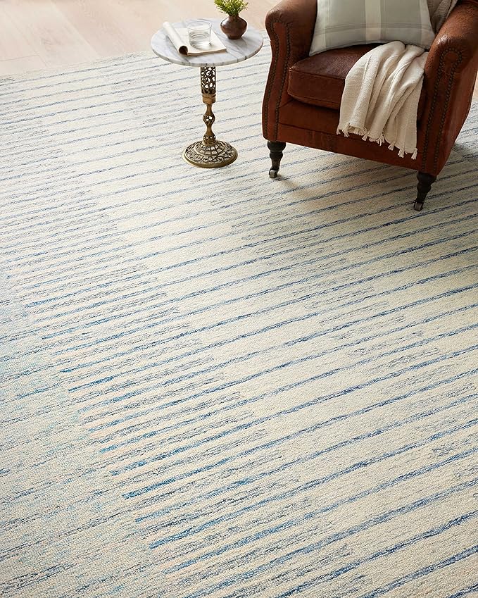Loloi Chris Loves Julia Chris Collection CHR-01 Ivory/Denim 8'-6'' x 11'-6'', .50" Pile Height, Area Rug