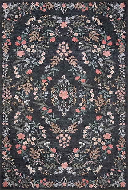 Loloi Rifle Paper Co. Maison Collection MAO-04 Tuileries Black 2'-6" x 9'-6", .19" Pile Height, Runner Rug