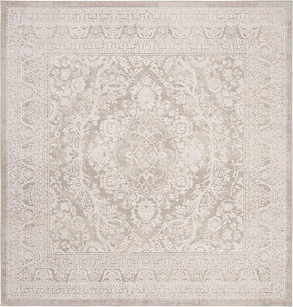 SAFAVIEH Area Rug 5' Square - Reflection Collection - Beige & Cream, Non-Shedding & Easy Cleaning, Ideal for Entryway, Living Room, Bedroom (RFT668A)