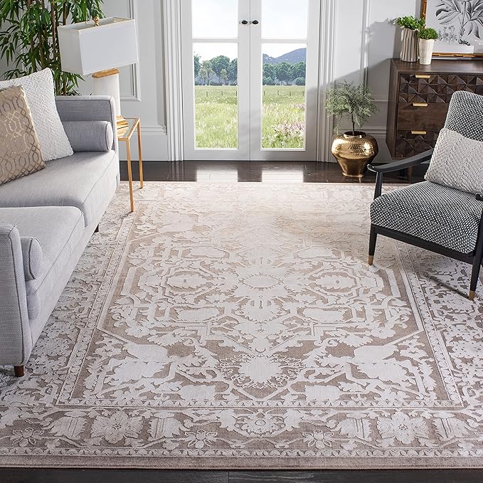 SAFAVIEH Area Rug 10x14 - Reflection Collection - Large - Beige & Cream, Non-Shedding & Easy Cleaning, Ideal for Living Room, Bedroom, Dining Space (RFT665A)