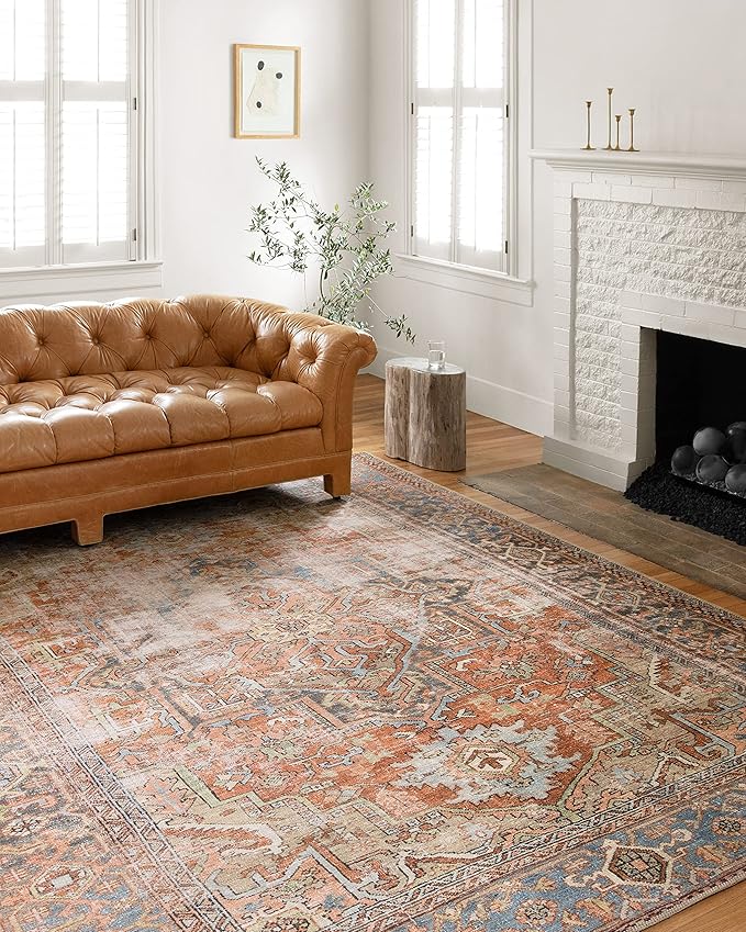 Loloi Loren Collection LQ-15 Terracotta/Sky 5'-0" x 7'-6" Area Rug