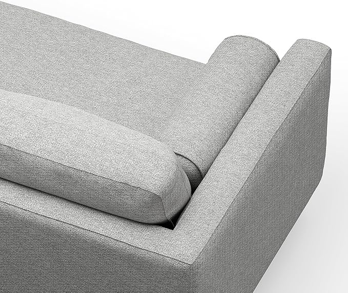 SIMPLIHOME Morrison Mid-Century Modern 72 inch Wide Sofa with Ottoman Set in Mist Grey Tightly Woven Performance Fabric for the Living Room and Family Room