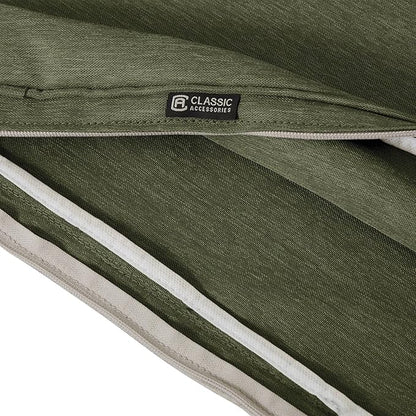Classic Accessories Montlake Water-Resistant 25 x 25 x 5 Inch Square Outdoor Seat Cushion, Patio Furniture Chair Cushion, Heather Fern Green, Outdoor Cushion Cover