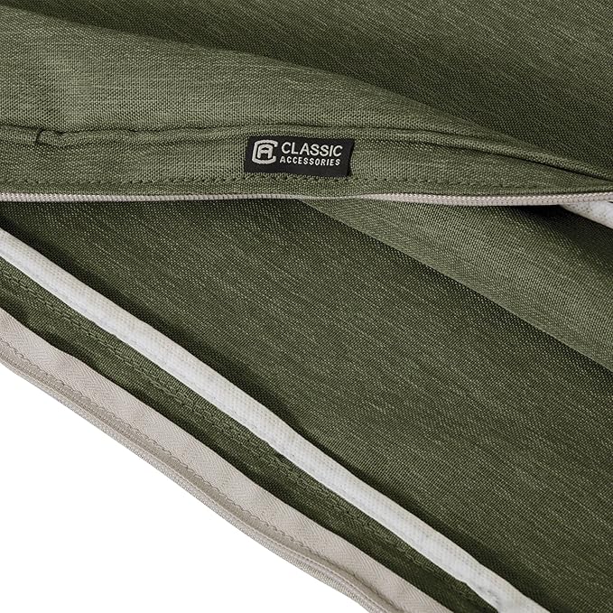 Classic Accessories Montlake FadeSafe Water-Resistant Patio Cushion Set, 23 x 23 x 5 Inch (seat), 21 x 20 x 4 Inch (back), Heather Fern