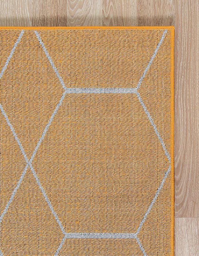 Unique Loom Trellis Frieze Collection Area Rug - Geometric (7' x 10', Orange/ Ivory)