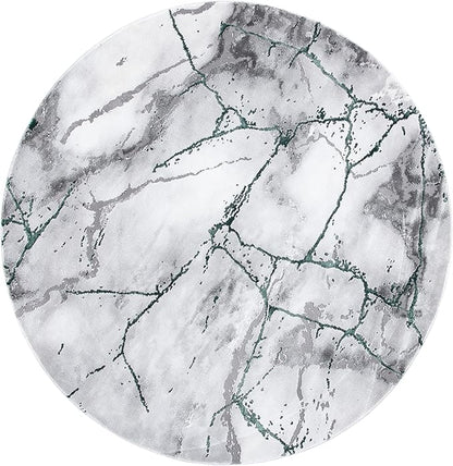 SAFAVIEH Craft Collection Area Rug - 4' Round, Grey & Green, Modern Abstract Design, Non-Shedding & Easy Care, Ideal for High Traffic Areas in Living Room, Bedroom (CFT877Y)