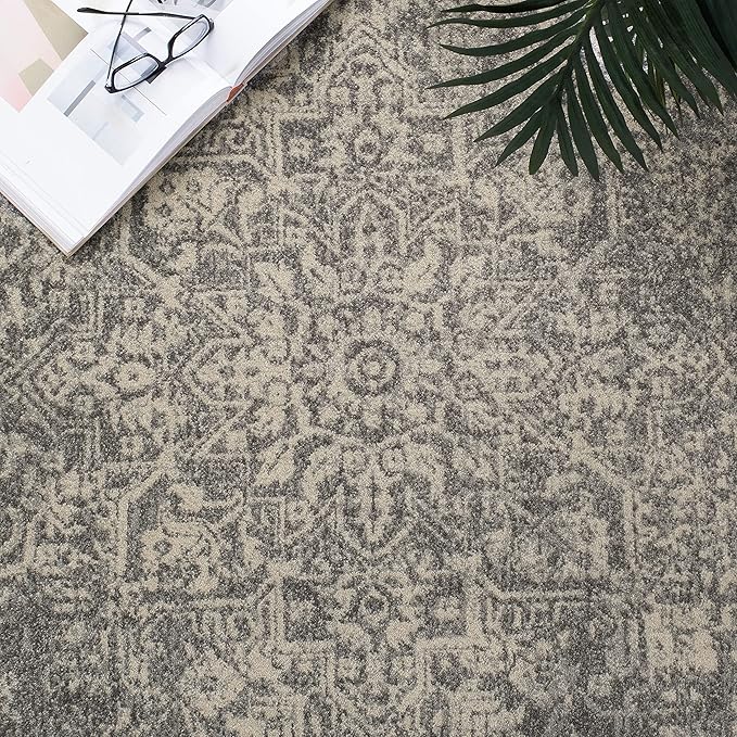 SAFAVIEH Evoke Collection 2'2" x 7' Silver / Ivory EVK256S Oriental Distressed Non-Shedding Living Room Entryway Foyer Hallway Bedroom Runner Rug