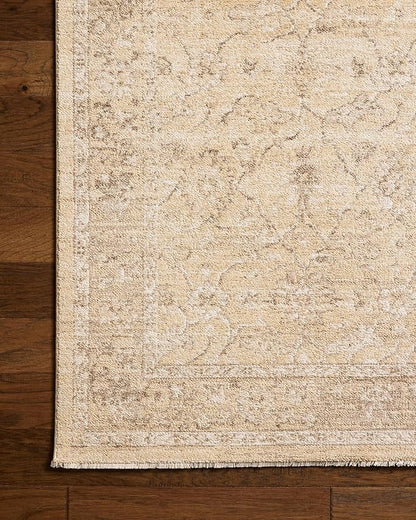 Loloi Chris Loves Julia Palma Collection PLM-10 Wheat/Bark 3'-6" x 5'-6" Fringe Accent Rug Vintage Style Boho Living Room Bedroom Carpet