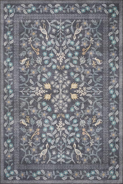 Loloi Rifle Paper Co. Maison Collection MAO-01 Nightingale Black 3'-9" x 5'-6", .19" Pile Height, Accent Rug