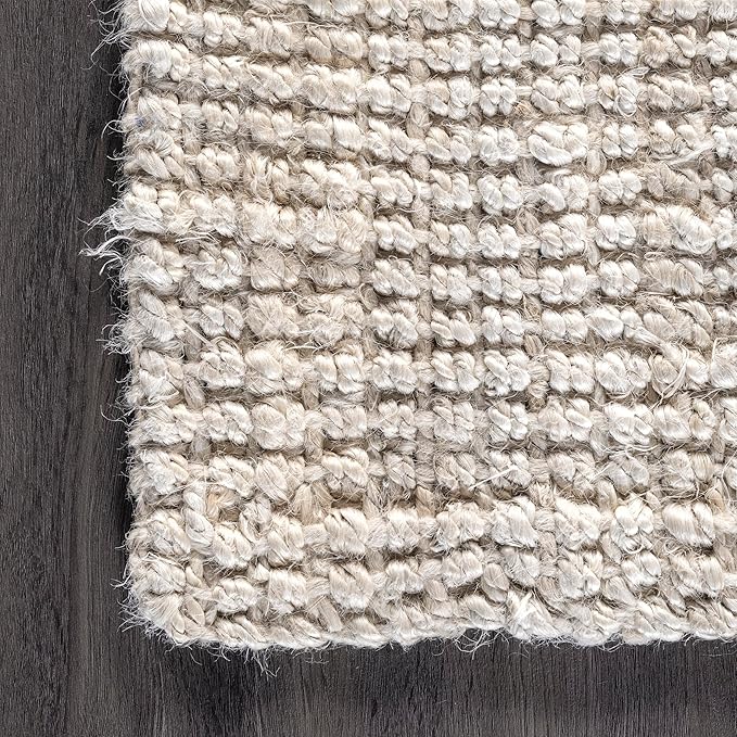 nuLOOM Ashli Solid Farmhouse Jute Area Rug, 6x9, Off-White