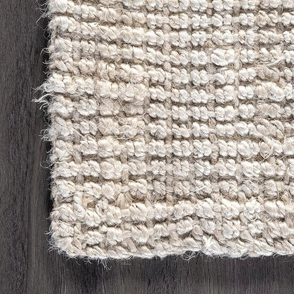 nuLOOM Ashli Solid Farmhouse Jute Area Rug, 4x6, Off-white