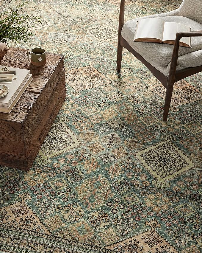 Loloi Magnolia Home by Joanna Gaines Sinclair Collection SIN-03 Turquoise/Multi 2'-3" x 11'-6", .25" Pile Height, Machine Washable, Runner Rug
