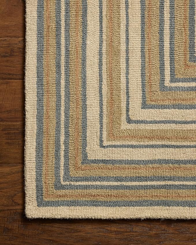 Loloi Chris Loves Julia Alfie Collection ALF-05 Natural/Multi 3'-6" x 5'-6" Accent Rug Wool Neutral Living Bedroom Dining Carpet