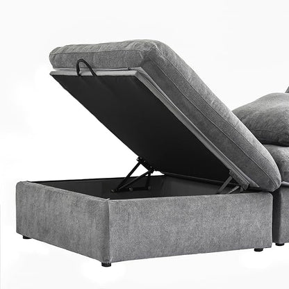 Cloud Modular Sectional Sofa for Livingroom,Large Down Filled Comfort Corner Sectional Sofa Couch with Ottoman,Wide Deep Seat Convertible Couches for Office Apartment,V Shaped,Grey