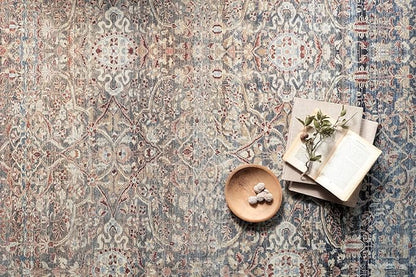 Loloi Chris Loves Julia Jules Collection JUL-06 Denim/Spice 2'-6'' x 7'-6'', .13" Pile Height, Runner Rug
