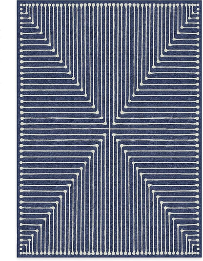 RUGGABLE x Jonathan Adler Machine Washable Modern Area Rug – Inkdrop Lapis Blue 5x7, Stain-Resistant, Non-Slip – Medium Rugs for Living Room, Bedroom, Hallway, Entryway & Office–with Cushioned Pad