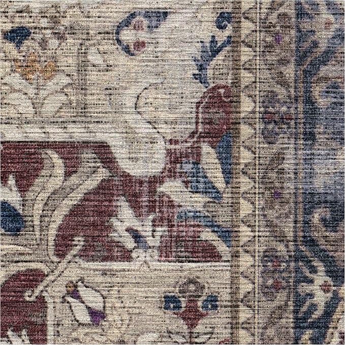 RUGGABLE Washable Area Rug – Kamran Royal Blue 4x6, Stain-Resistant, Non-Slip – Medium Machine Washable Rugs for Living Room, Bedroom, Hallway, Entryway & Office–with Standard Pad