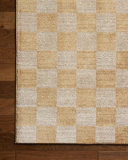 Loloi Chris Loves Julia Calvin Collection CLV-01 Apricot/Ivory 11'-6" x 15'-7" Area Rug Checkered Neutral Soft Living Room Bedroom Carpet