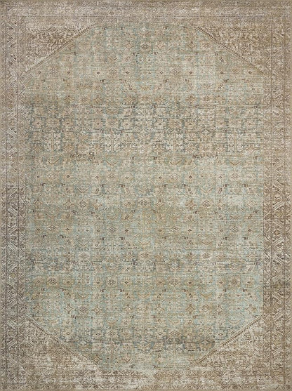 Loloi Amber Lewis Cambria Collection CBR-05 Aqua/Natural 3'-6" x 5'-6" Accent Rug Jute, Neutral, Vintage Style, Antique Tone, Living, Bedroom, Dining, Carpet