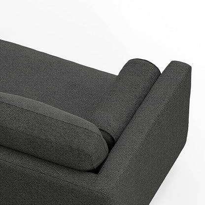 SIMPLIHOME Morrison Mid-Century Modern 72 inch Wide Sofa with Ottoman Set in Charcoal Grey Tightly Woven Performance Fabric for the Living Room and Family Room