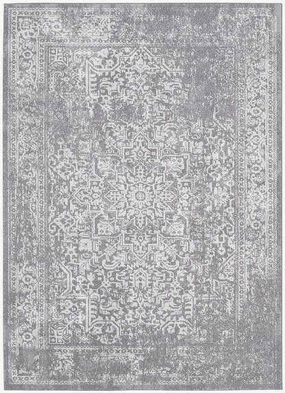 SAFAVIEH Evoke Collection 4' x 6' Silver / Ivory EVK256S Oriental Distressed Non-Shedding Living Room Bedroom Accent Rug
