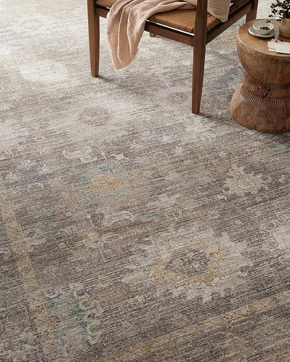 Loloi Magnolia Home by Joanna Gaines Millie Collection MIE-05 Stone/Natural 3'-6" x 5'-6", .25" Pile Height, Accent Rug