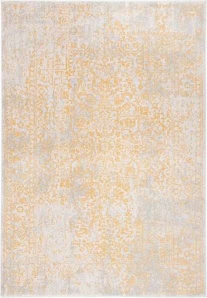 SAFAVIEH Evoke Collection 3' x 5' Ivory/Gold EVK256B Oriental Distressed Non-Shedding Living Room Bedroom Accent Rug