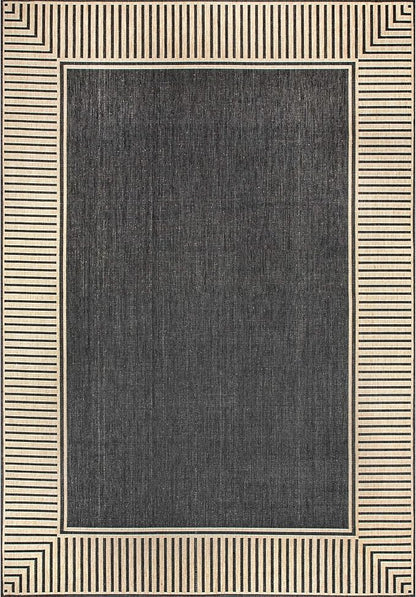 Nuloom Asha Dark Grey/Ivory, 9' 6" x 12', Casual, Striped Border, Soft and Cozy, High Traffic, Stain Resistant, Easy Clean, Durable Area Rug for Indoor/Outdoor Patio, Deck, Porch, Garden, Courtyard