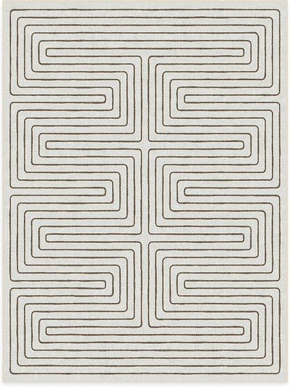 RUGGABLE x Jonathan Adler Machine Washable Modern Area Rug – Labyrinth Camel/Ivory 9x12, Stain-Resistant, Non-Slip – Large Rugs for Living Room, Bedroom, Hallway, Entryway & Office–with Cushioned Pad