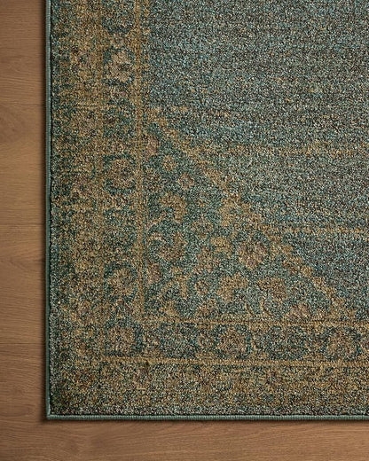 Loloi Magnolia Home by Joanna Gaines Mona Collection MOA-04 Aqua/Wheat 5' x 7'-8" Area Rug