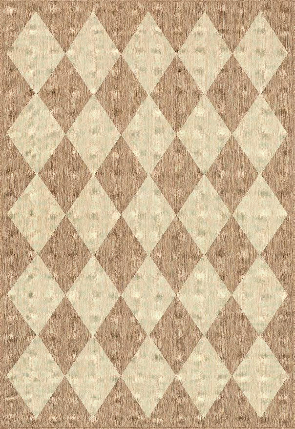 nuLOOM 6' 7" x 9' Outdoor Performance Area Rug, Stain Resistant, Weather Resistant, High Traffic, Patio, Balcony, Outside, Sabina Brown
