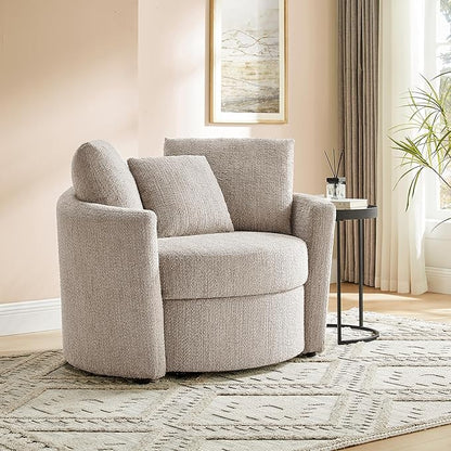 Studio Living® Beckett 48" Storage Chair, Modern Farmhouse, Pocket Coil Comfort, Easy Assembly, Chenille Fabric, Taupe