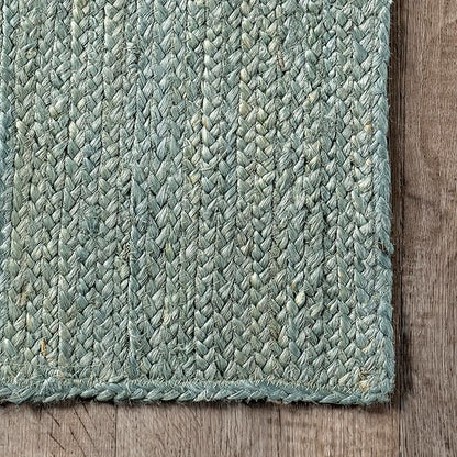 nuLOOM 3x5 Rigo Jute Hand Woven Area Rug, Green, Solid Farmhouse Design, Natural Fiber, for Bedroom, Living Room, Dining Room, Hallway, Office, Kitchen, Entryway