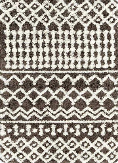 Livabliss Hapsburg Moroccan Shag Area Rug,5'3" x 7'3", Dark Brown