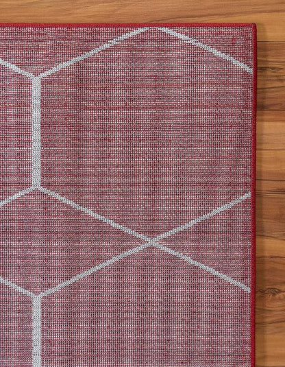 Unique Loom Trellis Frieze Collection Area Rug - Geometric (2' x 8' 8" Runner, Red/ Ivory)