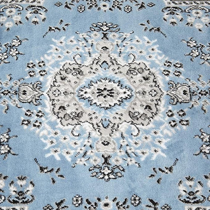 Home Dynamix Premium Sakarya Traditional Medallion Border Area Rug, Blue, 9'2"x12'5" Rectangle