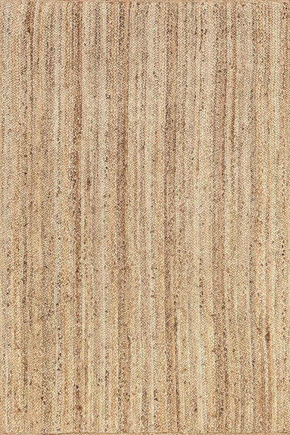 nuLOOM 9x12 Rigo Jute Hand Woven Area Rug, Natural, Solid Farmhouse Design, Natural Fiber, For Bedroom, Living Room, Dining Room, Hallway, Office, Kitchen, Entryway