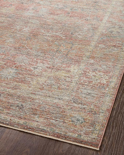 Loloi Magnolia Home by Joanna Gaines Millie Collection MIE-04 Sunset/Multi 5'-3" x 5'-3", .25" Pile Height, Round Area Rug