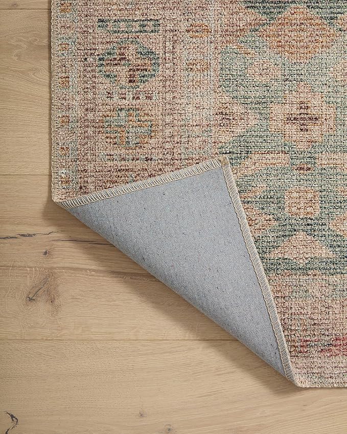 Loloi Angela Rose Aubrey Collection AUB-02 Aqua/Sand 7'-6" x 7'-6", .19" Pile Height, Round Area Rug