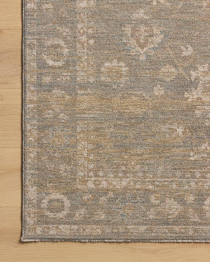 Loloi Chris Loves Julia Louisa Collection LOI-04 Lagoon/Ivory 11'-6" x 15'-7", .38" Pile Height, Area Rug