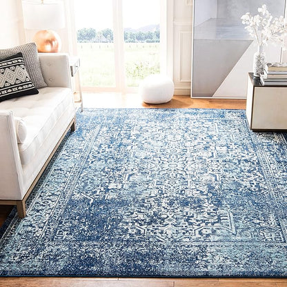 SAFAVIEH Evoke Collection 12' x 18' Navy/Ivory EVK256A Oriental Distressed Non-Shedding Living Room Bedroom Dining Home Office Area Rug
