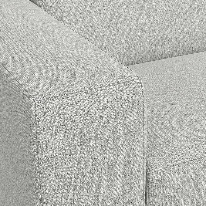 SIMPLIHOME Rex 3-Seater Modular Sofa in 100% Recycled Polyester Tightly Woven Performance Fabric, Pale Grey, 122-inches Wide, Handcrafted Modern-Style Couch for Living Room and Family Room