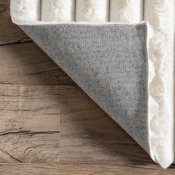 nuLOOM Oval 5' x 7'6" Cozy Plush Area Rug, Machine Washable, Non-Slip, Soft Fluffy Shag Carpet for Living Room Bedroom Kids Room Nursery Home Decor, Kai Off-White