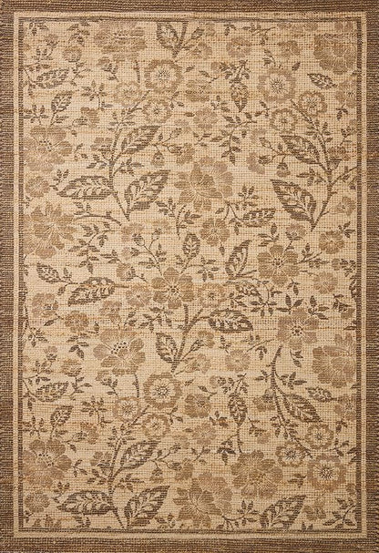 Loloi Chris Loves Julia Rue Collection RUE-03 Bark/Mocha 9'-3" x 13' Area Rug Jute Neutral Floral Living Room Bedroom Rug