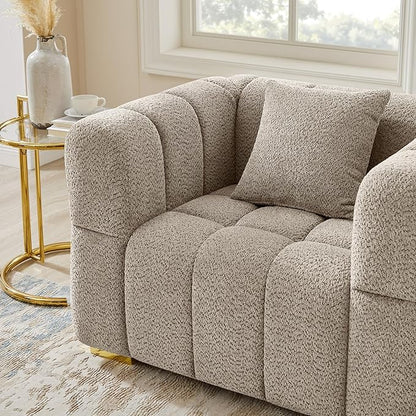 VANOMi Oversized Accent Chairs Set of 2, Boucle Arm Chair with Deep Seat, Oversized Comfy Reading Chair for Living Room, Bedroom, Office, Apartment，Camel (2 Piece)