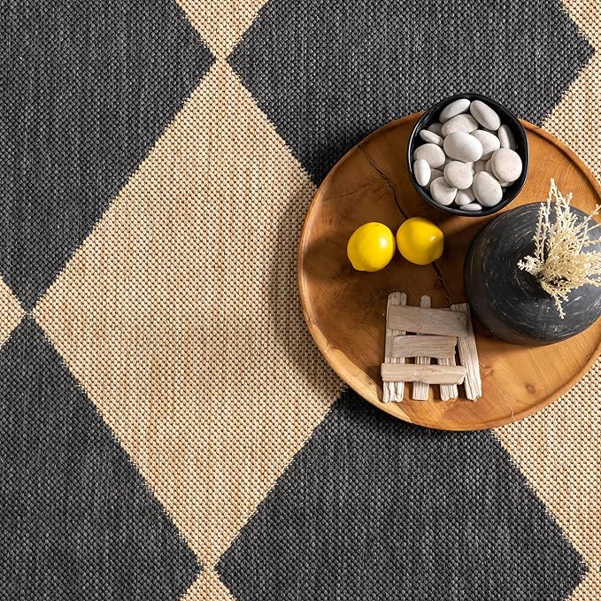 nuLOOM 4' x 6' Outdoor Performance Area Rug, Stain Resistant, Weather Resistant, High Traffic, Patio, Balcony, Outside, Sabina Dark Grey